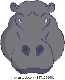 Hippopotamus face hand drawn vector illustration