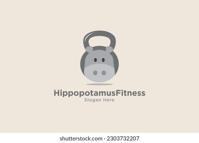 Hippopotamus Fitness logo design template element vector suitable for fitness business kids vector