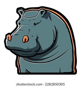 Hippopotamus Flat Icon Isolated On White Background