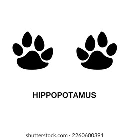 hippopotamus foot print, animal paw print illustration on white background..eps