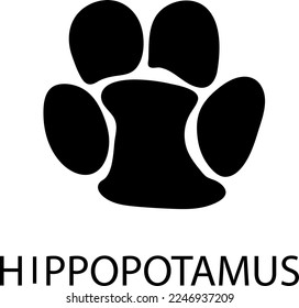 Hippopotamus foot print illustration on white background..eps