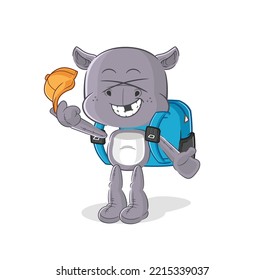 the hippopotamus goes to school vector. cartoon character