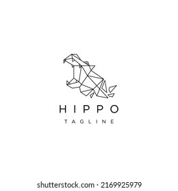 Hippopotamus head geometric logo icon design template