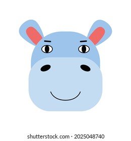 Hippopotamus head illustration. Vector illustration in a flat style
