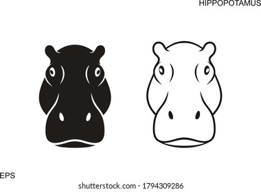 Hippopotamus head  logo. Isolated hippopotamus head on white background