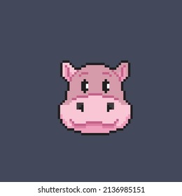 Hippopotamus head in pixel style