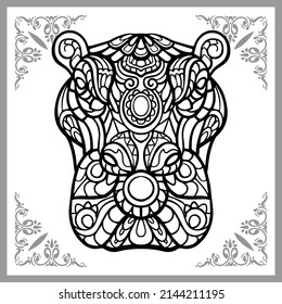 Hippopotamus head zentangle arts, isolated on white background