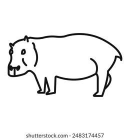 hippopotamus or hippo icon Black line art vector