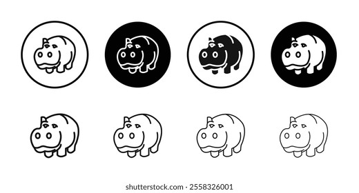 hippopotamus or hippo icon logo sign set vector outline