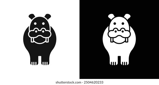 hippopotamus or hippo icon Symbol mark in filled style