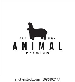 Hippopotamus hippo Mouth black logo icon designs vector silhouette illustration. symbol mascot flat design