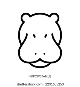 hippopotamus icon. Line Art Style Design Isolated On White Background