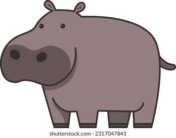 Hippopotamus icon on the white background. Vector illustration.