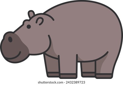 Hippopotamus icon on the white background. Vector illustration.