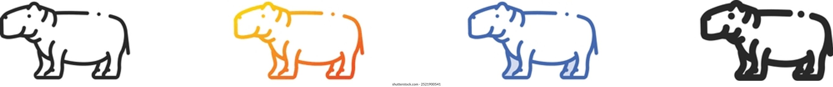 hippopotamus icon.Thin Linear, Gradient, Blue Stroke and bold Style Design Isolated On White Background