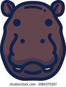 Hippopotamus illustration icon design flat animals
