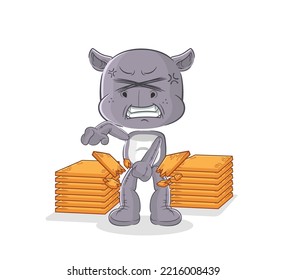 the hippopotamus karate mascot. cartoon vector