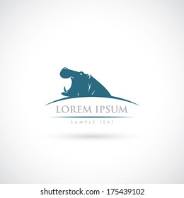 Hippopotamus label - vector illustration