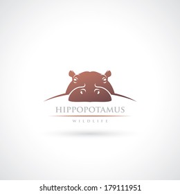 Hippopotamus label - vector illustration