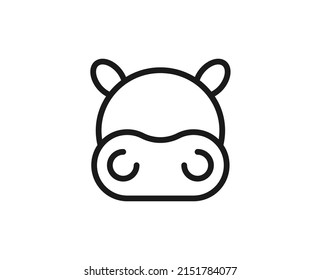 Hippopotamus line icon. High quality outline symbol for web design or mobile app. Thin line sign for design logo. Color outline pictogram on white background