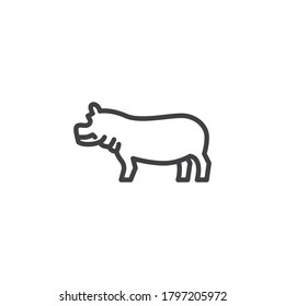 Hippopotamus line icon. linear style sign for mobile concept and web design. Hippo, behemoth outline vector icon. Symbol, logo illustration. Vector graphics