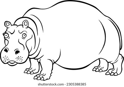 hippopotamus  line vector illustration isolated on white background