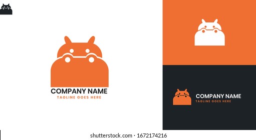 Hippopotamus Logo - All elements on this template are editable with vector software