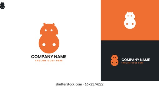 Hippopotamus Logo - All elements on this template are editable with vector software