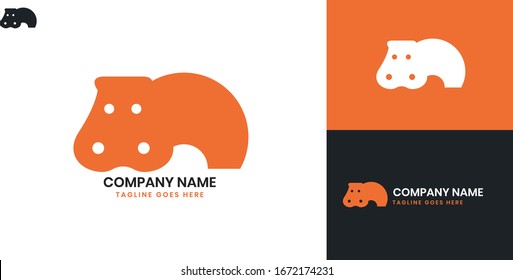Hippopotamus Logo - All elements on this template are editable with vector software