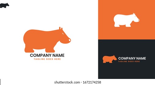 Hippopotamus Logo - All elements on this template are editable with vector software
