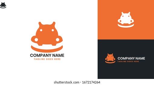 Hippopotamus Logo - All elements on this template are editable with vector software
