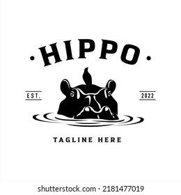 Hippopotamus logo, company logo design idea, vector illustration