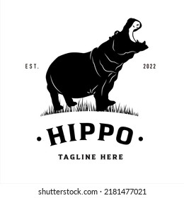 Hippopotamus logo, company logo design idea, vector illustration