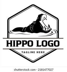 Hippopotamus logo, company logo design idea, vector illustration