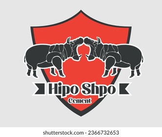 Hippopotamus logo, company logo design idea, vector illustration nad logo Hippo cement, wild logo design
