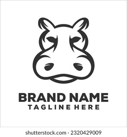 hippopotamus logo design template vector