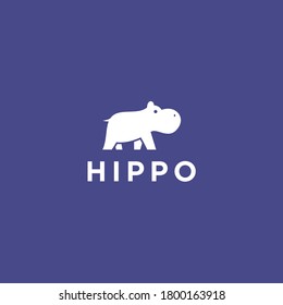 hippopotamus logo design vector silhouette illustration