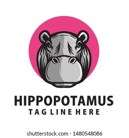 hippopotamus logo design vector template