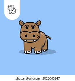 Hippopotamus logo icon on white background. Perfect use for web, pattern, design, icon, ui, ux, etc.