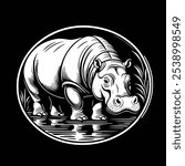 hippopotamus logo on black color