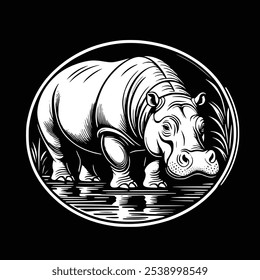 hippopotamus logo on black color