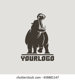 hippopotamus logo sign pictogram label isolated vector illustration