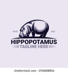 Hippopotamus logo template premium vector