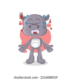 the hippopotamus low battery mascot. cartoon vector