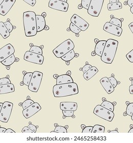 hippopotamus muzzles on a light background pattern