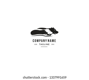 hippopotamus negative space logo vector icon