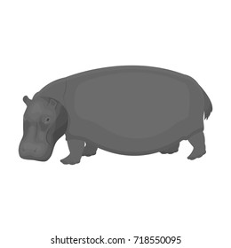 Hippopotamus, an omnivorous artiodactyl animal. The African great hippopotamus single icon in monochrome style vector symbol stock illustration web.