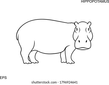 Hippopotamus  outline. Isolated hippopotamus on white background