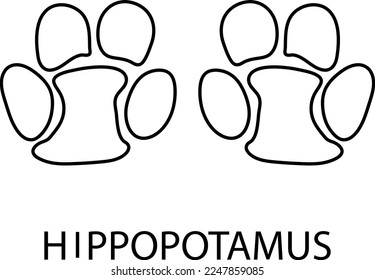 Hippopotamus paw print illustration on white background..eps