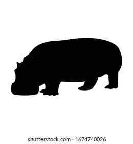 Hippopotamus Silhouette, Animal Vector Illustration